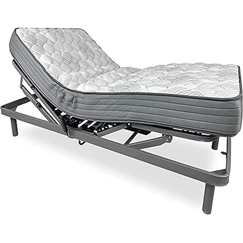 DUÉRMETE ONLINE, Ergomax 90 x 190 Pack Electric Bed Reinforced + Memory Foam Mattress Dorsaltec Wood, Anthracite Grey