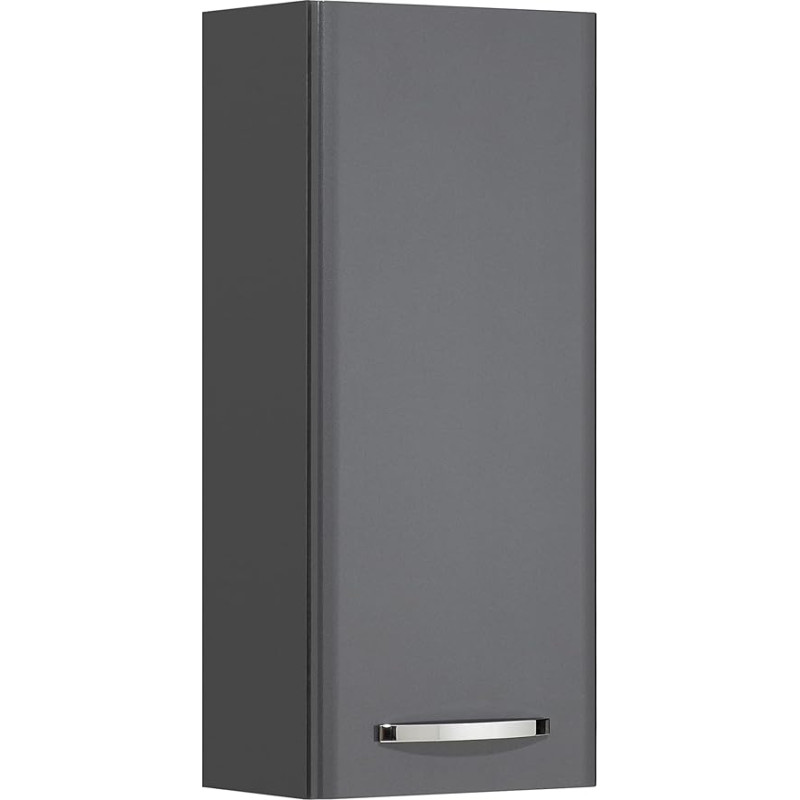 Pelipal Quickset 327 Bathroom Wall Cabinet in Anthracite High Gloss, 30 cm Wide, Bathroom Wall Cabinet with 1 Door and 2 Shelves