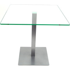 freeroom24 Designer Side Table Glass Silver 50 x 50 x 60 cm - Living Room Table Modern - Sturdy Coffee Table - Practical Square Coffee Table - Small Coffee Table - Glass Table - Sofa Table - Made in