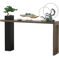 Modern Industrial Entrance Console Table Wood Sofa Table for Entrance Area TV Console Behind Coffee Table Easy Assembly Dark Brown Finish