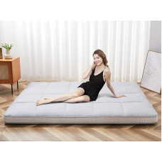 SUNYRISY Futon Mattress, Japanese Floor Mattress, Thickened Foldable Bed Mattress, Roll Up Mattress Topper, Tatami Mat, Floor Lounger, Guest Bed for Camping, Couch, Car, Grey, Single