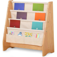 KRAND Solid Pine Wood Bookcase Furniture for Kids Bookcase Organiser for Toddlers 3 Tier Bookcase with Stationery Bag (Basic)