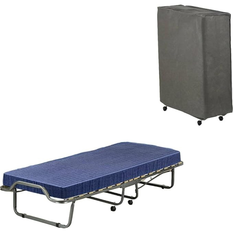 Talamo Italia - Venera Folding Bed with 15 Slatted Frames, Includes Mattress, Space-Saving Cot Bed, 100% Made in Italy, 80 x 190 x 39 cm, with Cover