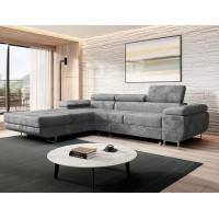 MODERNO Norberg Corner Sofa with Sleep Function and Bed Box, Sofa with 3 Seats and Robust Cover, L-Shape Sofa Bed, Modern Couch, 72 x 279 x 205 cm, Corner Left, Grey