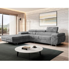 MODERNO Norberg Corner Sofa with Sleep Function and Bed Box, Sofa with 3 Seats and Robust Cover, L-Shape Sofa Bed, Modern Couch, 72 x 279 x 205 cm, Corner Left, Grey