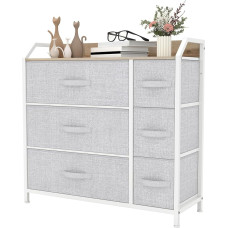 YITAHOME Chest of Drawers with 6 Drawers, Fabric Drawers with Handles, Chest of Drawers with Sturdy Steel Frame, Durable, Light Grey