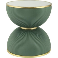 Qiyano Palila Side Table Green - Iron Frame with PU Fabric Cover & Stone Top - Stylish & Versatile, Living Room, Bedroom, Couch