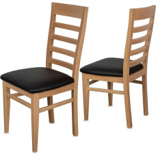 Staboos CH62 Dining Room Chairs Set of 2 Wooden Chairs up to 150 kg - Fully Assembled - Padded Kitchen Chair - Solid Beech Wood (Natural - Black)