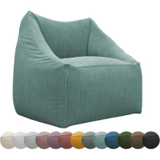 chilly pilley Bean Bag Cord Seat Cushion EPS Beads Filling Floor Cushion Armchair Garden Cushion with Backrest Seat (Turquoise)