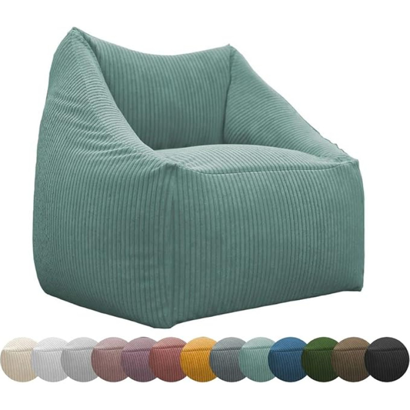 chilly pilley Bean Bag Cord Seat Cushion EPS Beads Filling Floor Cushion Armchair Garden Cushion with Backrest Seat (Turquoise)