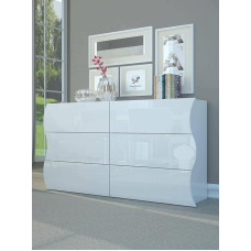 Dmora Tyler Chest of Drawers Weekly 6 Drawers Bedroom Chest of Drawers 100% Made in Italy Gloss White 155 x 40 x 82 cm