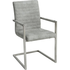 invicta INTERIOR Loft Cantilever Chair Stone Grey with Armrests Stainless Steel Frame Dining Room Chair Armrest Chair Conference Chair