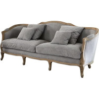 Loberon Monneville Sofa Luxury Design Including Various Cushions Removable Covers Couch Seating Furniture Oak Viscose Linen Grey