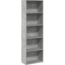 vidaXL Grey Concrete Bookcase, 60 x 30 x 189 cm, Multilayer Wood, Bookcase, Storage Cabinet