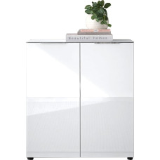 Santorin Chest of Drawers White with Glass Front, Cabinet Body in White with Glass Top Shelf with Lots of Storage Space for Your Living Area – 90 x 99 x 40 cm (W x H x D)