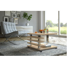 Design Coffee Table DC-2 Sonoma Oak 60 x 60 x 45 cm Wheels Square Shelf Modern Square Living Room Table Side Table Sofa Table Space Saving Living Room Small Rooms Living Room Table