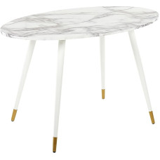 Beliani Gutiere Glamorous Dining Table MDF Marble / White Oval 120 x 70 cm Metal Legs