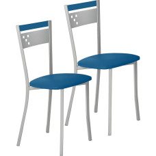 ASTIMESA SCCABAZ Two Kitchen Chairs, Metal, Blue, Seat Height 45 cm