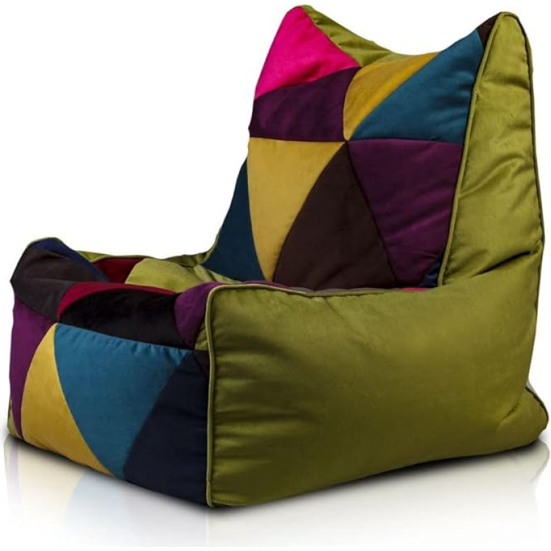 Ecopuf Solid Patchwork Design Bean Bag Made of Microfibre with High Backrest Bean Bag Relax 75 x 75 cm