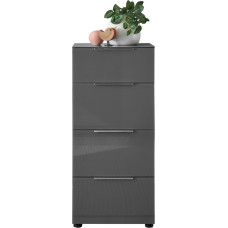 Stella Trading Santorin Chest of Drawers Anthracite with Glass Front, 45 x 99 x 40 cm (W x H x D), Wood Material