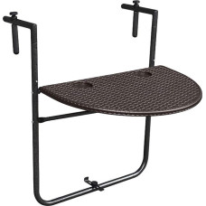 Mueblear ARANAZ S.L. MANUFACTURAS de la Wood Side Table for Balcony, Brown, Oval Format, Foldable, Polyethylene, 66 x 61 x 5 cm