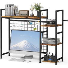 YBING Desk Shelf, Bookcase, Table Shelf with 4 Shelves and Open Compartment, Desk Shelf Attachment for Computer, Multifunctional Wooden Shelf for Home, Office
