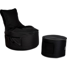 Maverick Gaming Set - Bean Bag Chair with Stool / Footstool - Black with Piping of Different Optional Colours - Bean Bag with Side Pockets & Zip for Refilling - Perfect for Playstation PS4 / Xbox 360 / Xbox One / Nintendo