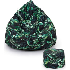 Bielik XXL Bean Bag with Stool, Seat Cushion, Floor Cushion, Armchair Cushion, Indoor and Outdoor Gaming Suitable Bean Bag for Teenagers and Adults, Bean Bag with Filling, 350 L (Leaves)