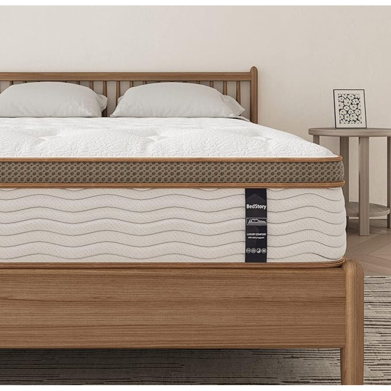 BedStory Mattress 90 x 190 cm Feather Memory Foam Hybrid Technology Personalised Comfort Thickness 22 cm