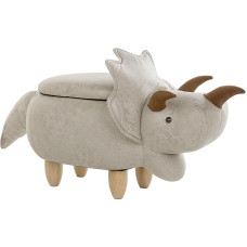 Beliani Playful Dino Stool for Children Light Grey Triceratops