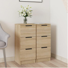 puraday Kitchen Cabinet for Dining Room, Sonoma Oak, 30 x 30 x 70 cm, Wooden Sideboard for Living Room with 3 Separate Drawers, Buffet Cabinet, Minimalist Design, Side Cabinet, Entrance Area, Pack of