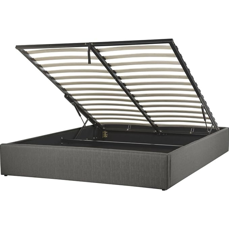 Dinan Upholstered Bed with Fold-Up Slatted Frame 160 x 200 cm Grey