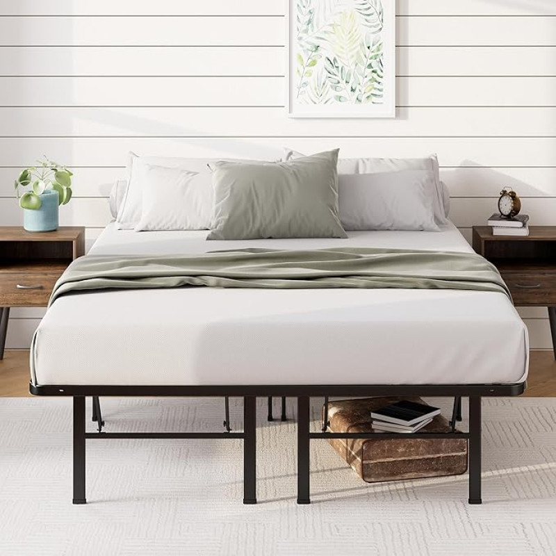 Zinus SmartBase Bed 135 x 190 cm - Height 35 cm - Ideal for a Guest Bed - With Storage Space Under Bed - Metal Bed - Black