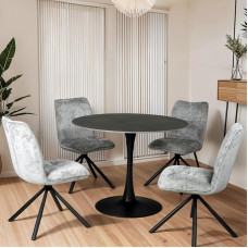 WEBER INDUSTRIES ISA Round Stone Dining Table 4/5 Seater Diameter 100 cm Black