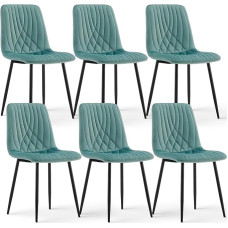 CLIPOP Velvet Kitchen Chairs, Dining Room Chairs, Upholstered Chair, Living Room Chair, Seat with Backrest and Metal Legs (Velvet Green, Set of 6)