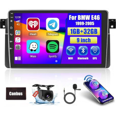 Hikity Android 13 autoraadio BMW E46 Rover 75 MG ZT 1999-2005 juhtmevaba Carplay Android auto 9-tollise ekraaniga autoraadio koos GPS WiFi Bluetooth FM RDS HI-FI MIC tagurduskaameraga
