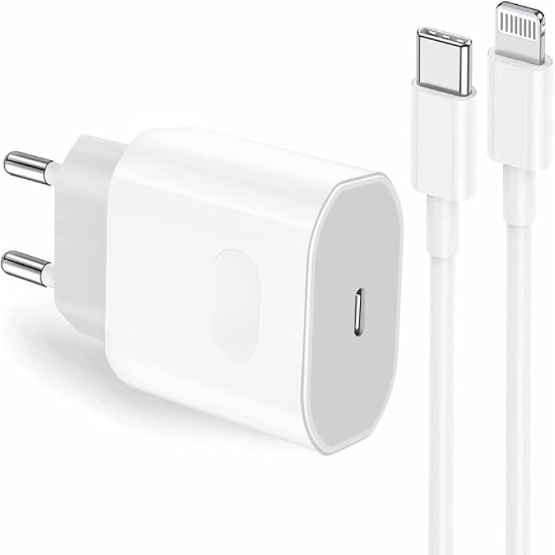 iPhone laadija, 20 W USB C adapter koos 2 m pikkuse välklambi kaabliga, laadimiskaabel iPhone 14/13/12/11 Pro Max/Plus, iPad Pro/Air, kiirlaadimiskaabel, kiirlaadija