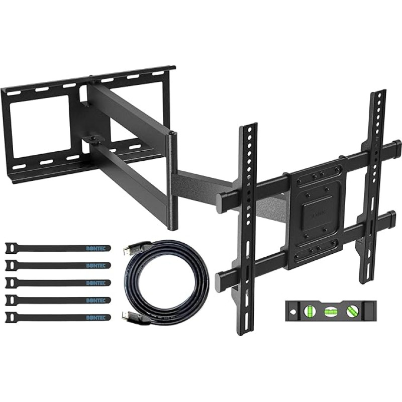 BONTEC TV seinakinnitus ekstra pika liigendvarrega 850 mm 32-70-tollise LCD/LED/OLED lameekraani jaoks kuni 60 kg, kallutamine, pööramine ja pööramine, TV kinnitus, max. VESA 400 x 400 mm