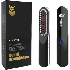 Beard Straightener for Men, Beard Straightening Comb with Wireless/Mini Format/Automatic Shut-Off/Anti-scald for Travel, Home, Dating, Meeting, Camping etc