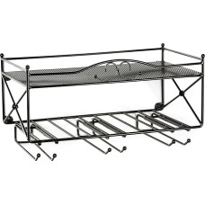 Mango Steam Wall-mounted Wine Rack with Shelf and Stemware Glass Holder