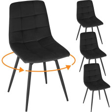 EUGAD Set of 4 Swivel Dining Room Chairs for Dining Room Kitchen Living Room Kitchen Chairs Padded with Backrest Velvet Cover with Metal Legs 150 kg Load Capacity Black