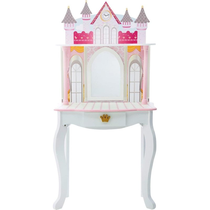 Teamson Kids TD-12951A Castle Childrens Girls Dressing Table Set, White/Pink