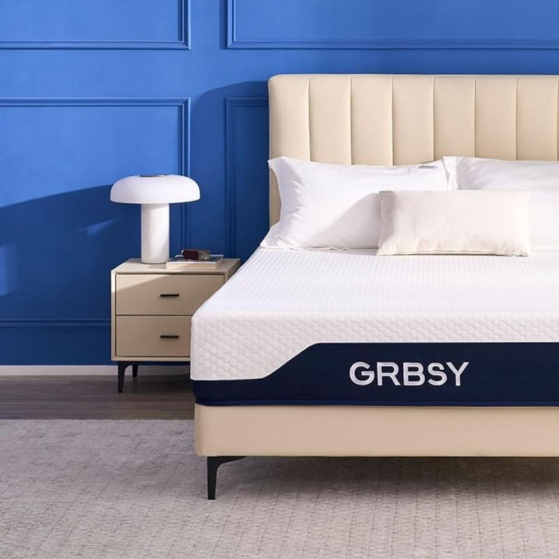 Grbsy H5 Mattress, Cold Foam Mattress with Ice Silk Cover, Cooling Gel and Bamboo Charcoal Foam, 7-Zone Comfort, Oeko-Tex & CertiPUR-US CertiPUR-US Certified, 120 Nights Trial Sleep, 90 x 200 x 26 cm