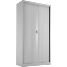 office hippo Steel Tambour Cabinet with Side Opening with 4 Shelves Fully Lockable 195cm Tall Metal Grey
