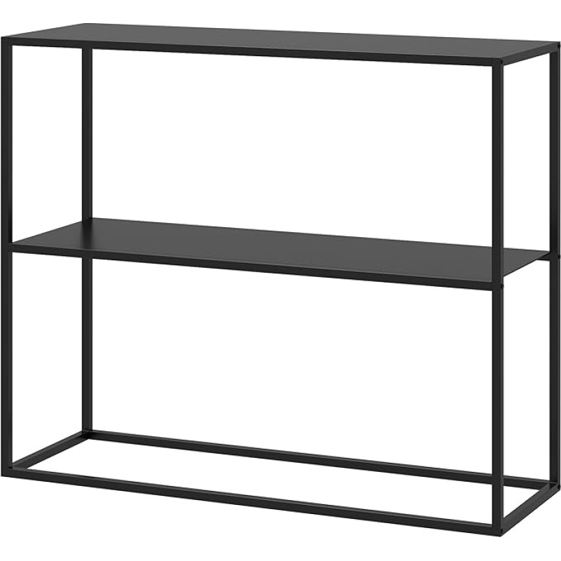 HOMCOM Console Table, Hallway Table with 2 Levels, Sofa Table, Side Table with Tilt Protection, Decorative Table for Living Room, Hallway, Steel, 90 x 30 x 75 cm, Black