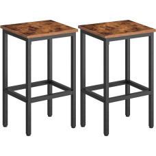 Hoobro Set of 2 Bar Stools with Sturdy Metal Frame, Industrial Design, Seat Height 65cm, for Living Room, Dining Room, Kitchen, Dark Brown, EBF65BY01