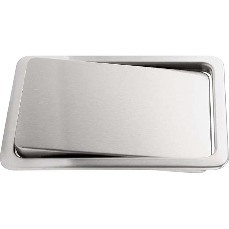 Dovhmoh Stainless Steel Garbage Flap Lid Bin Cover Flush Built-in Balance Swing Flap Garbage Lid for Kitchen Counter Top A