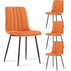 CLIPOP Dining Room Chairs, Set of 4, Velvet Padded Kitchen Chairs with Sturdy Metal Legs, Lounge Living Room Chairs for Home, Office and Hotel (Set of 4, Velvet Orange)