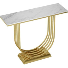 Modern Console Sofa Table with Marble Top and Metal Frame, Versatile Side Table for Living Room, Hallway or Hallway