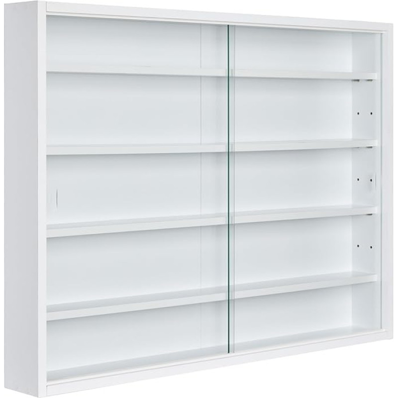 Inter Link collector showcase hanging showcase wall shelf glass showcase wall showcase hanging shelf showcase MDF white WxHxD: 80 x 60 x 9.50 cm